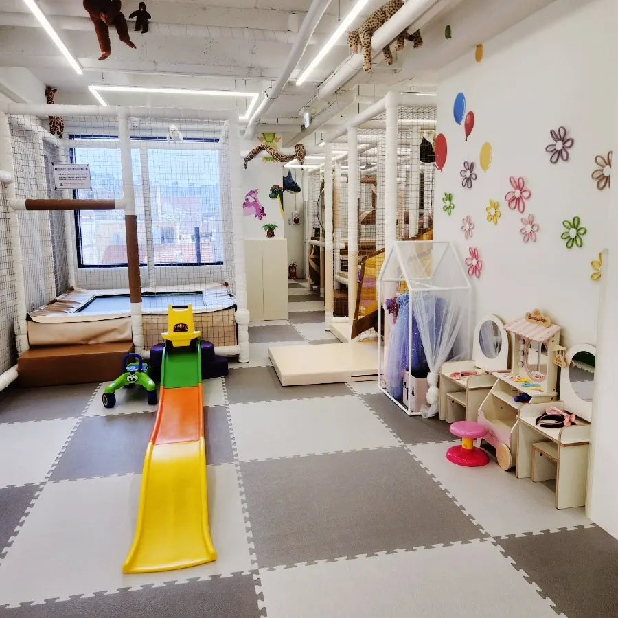 Corridor-style interior of the kids’ café