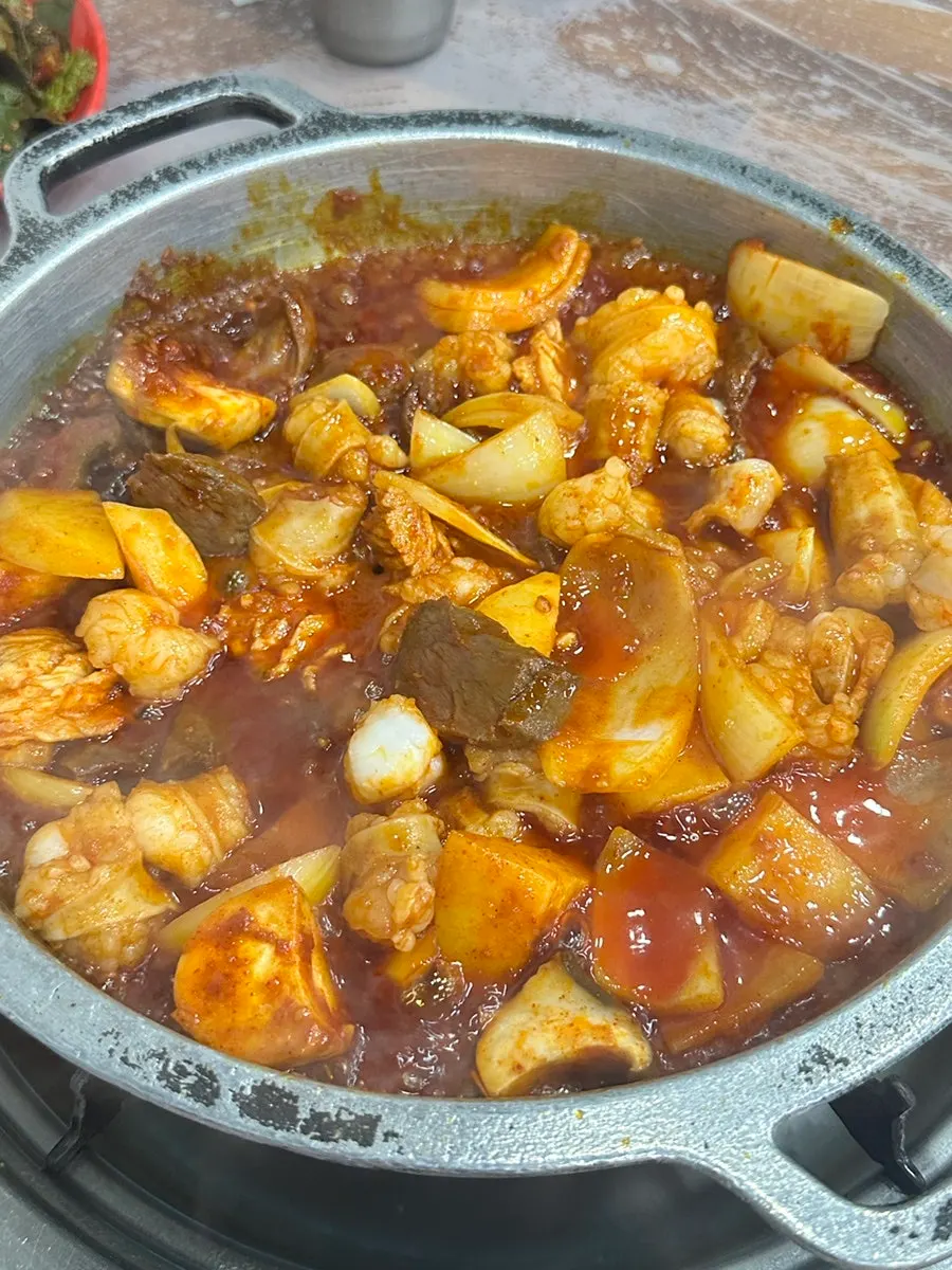 Stone-pan seasoned offal cooking process