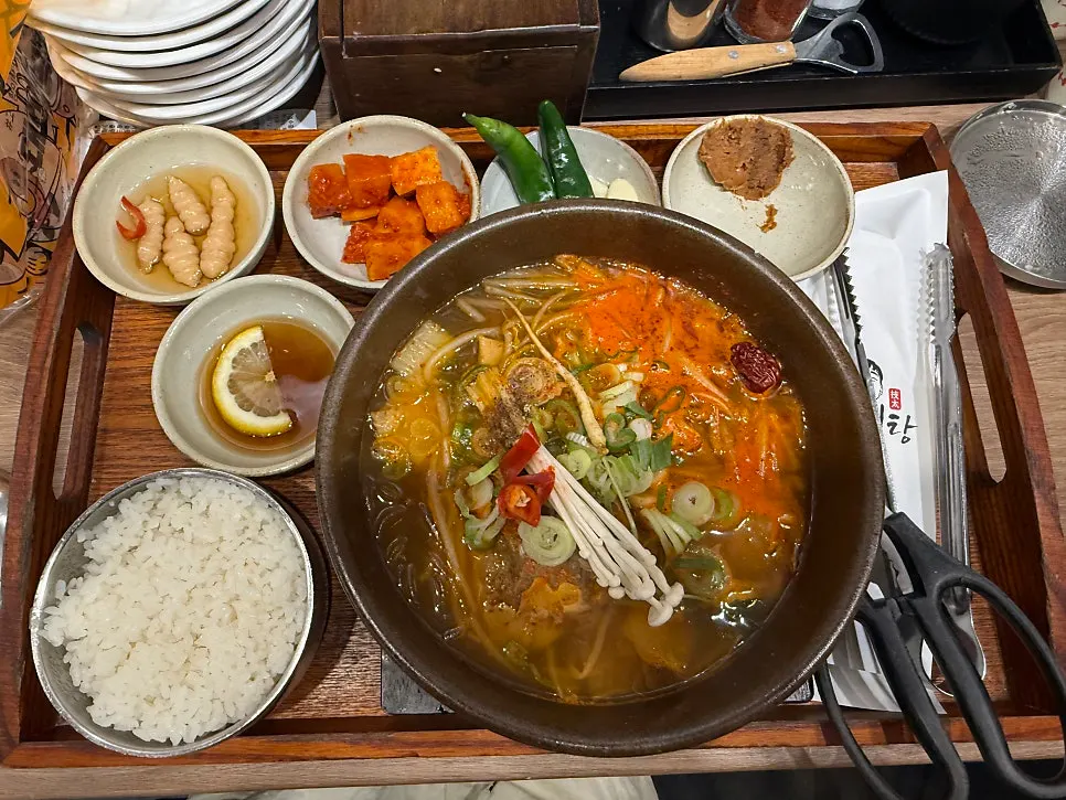 Classic galbitang broth and rib meat