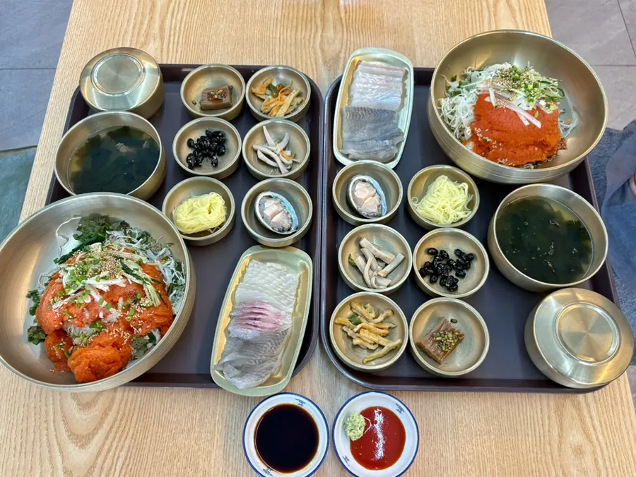 물회 주문 상차림