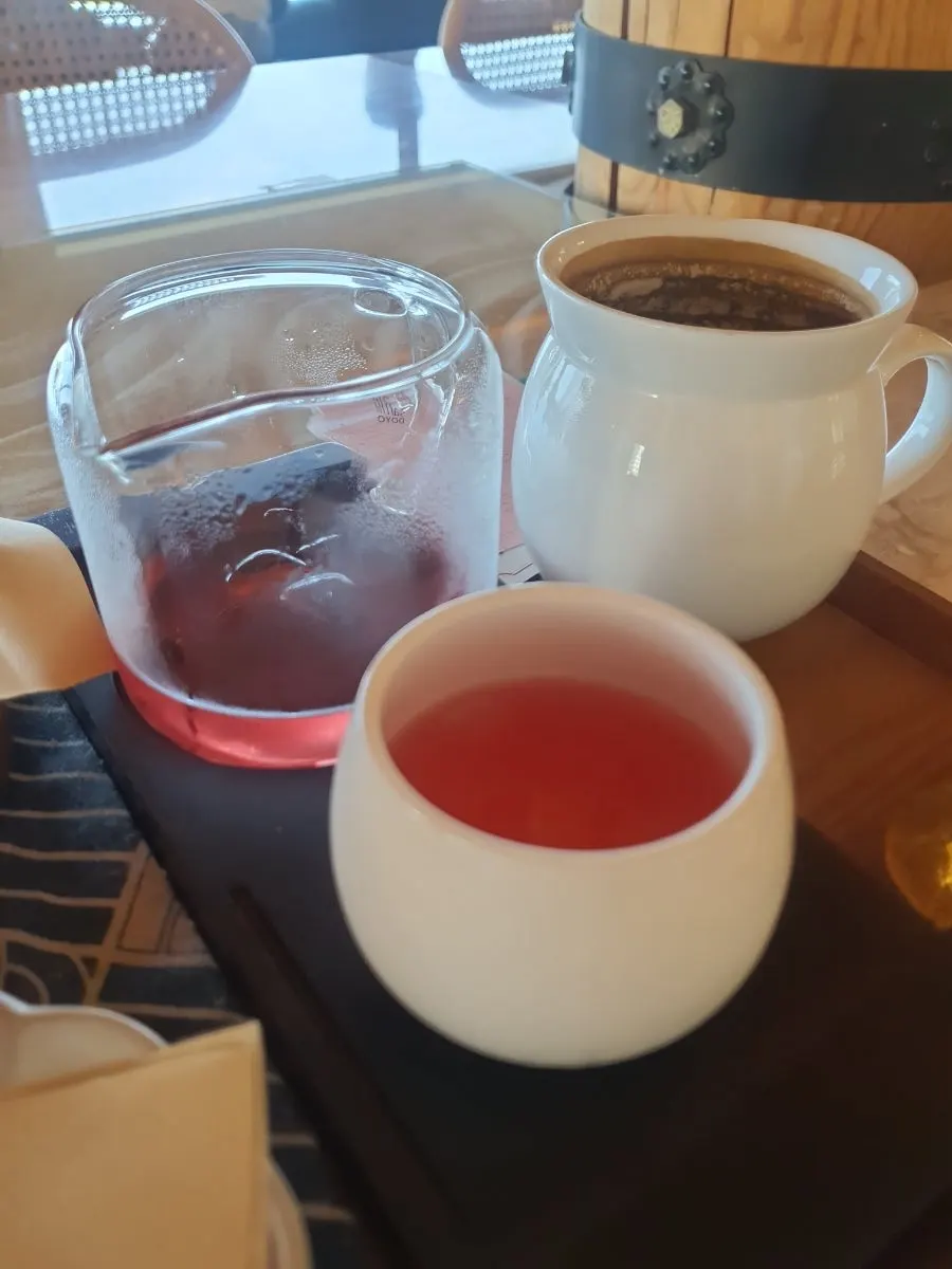 Hojigaba with instructions to mix it well before drinking