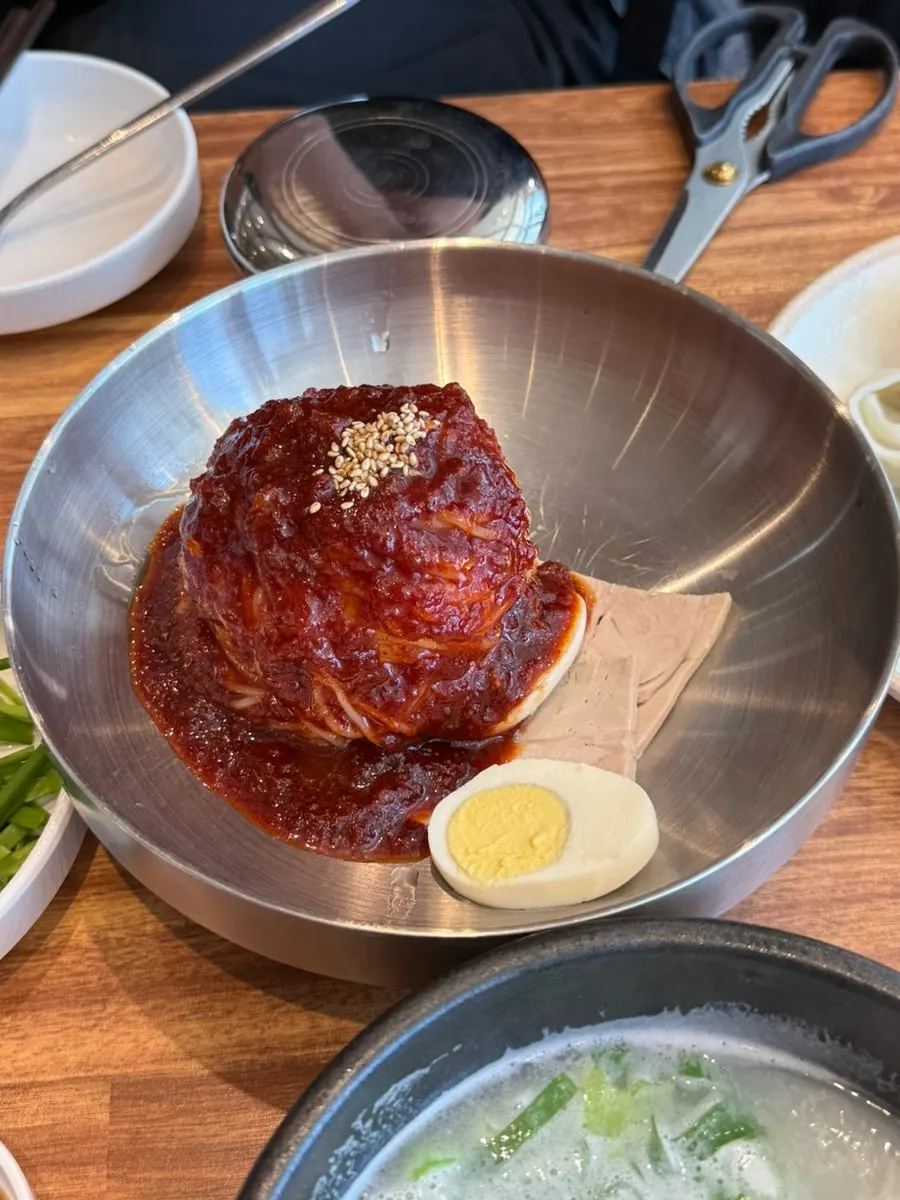 Small bibim milmyeon piled high with sauce