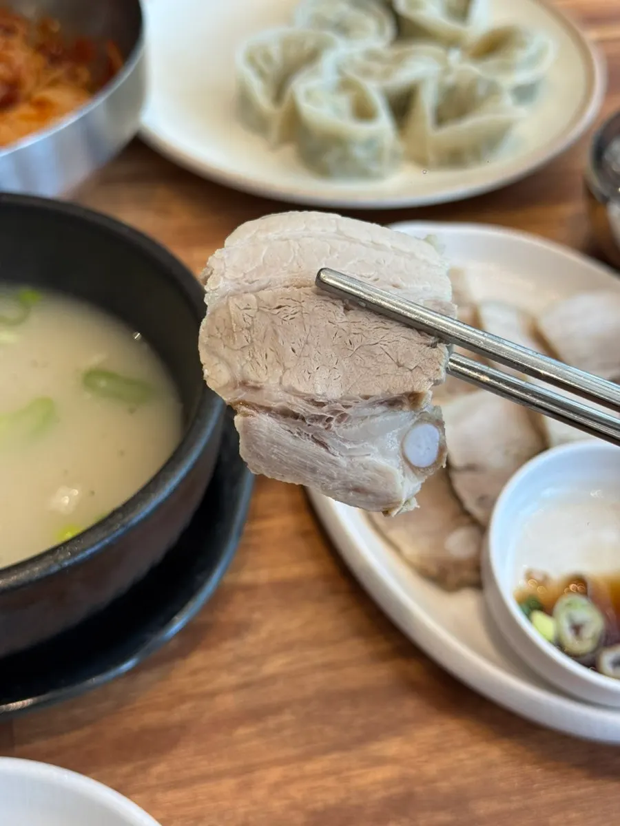 A thick slice of boiled pork