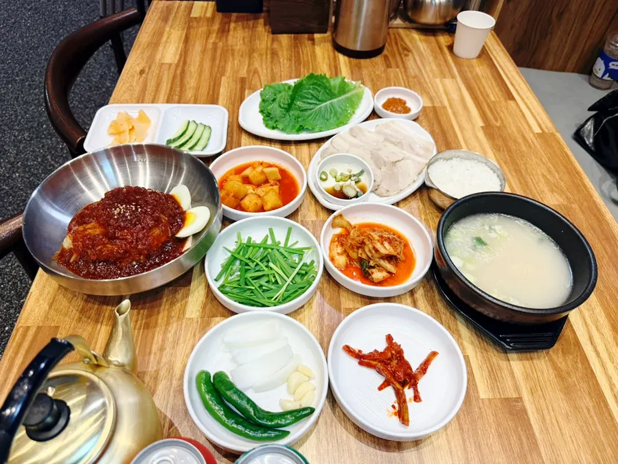 Full table spread with side dishes