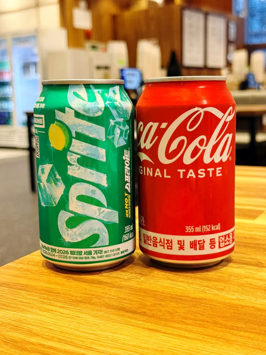 Cola and Sprite ordered with the meal
