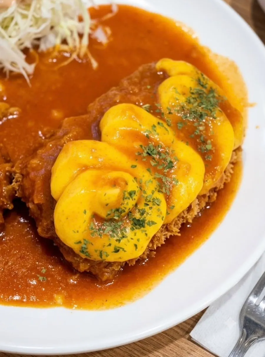 Plato de donkatsu gyeongyangsik doble bañado en salsa marrón