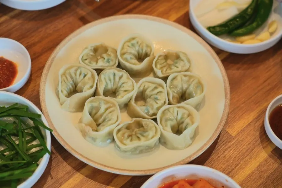Plate of hand-made dumplings ordered as a side