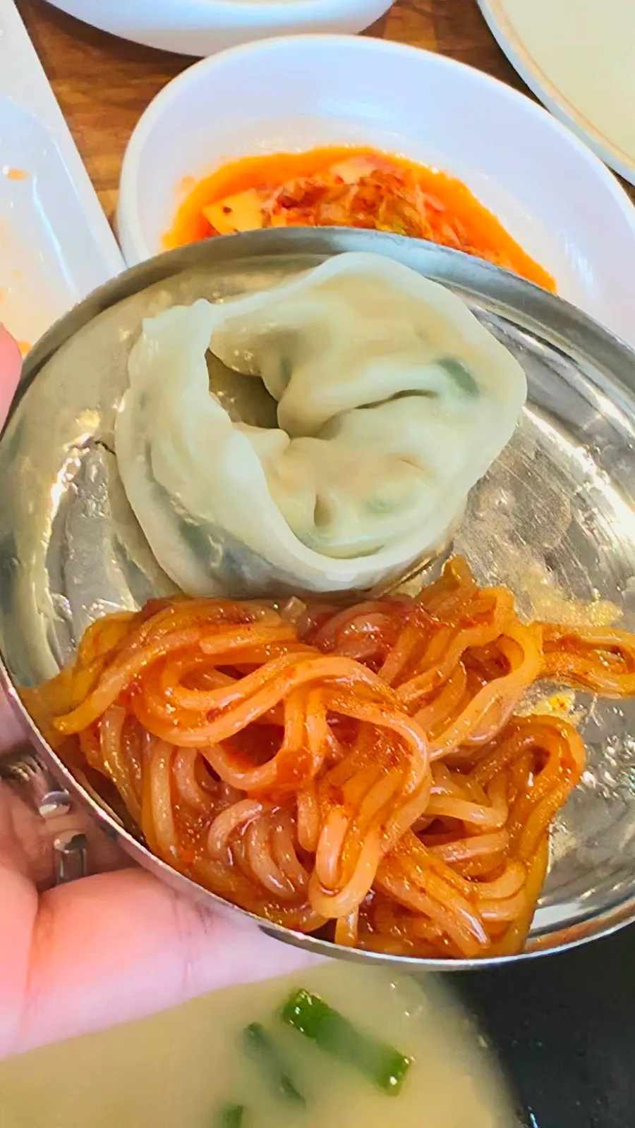 Close-up of a dumpling cross-section
