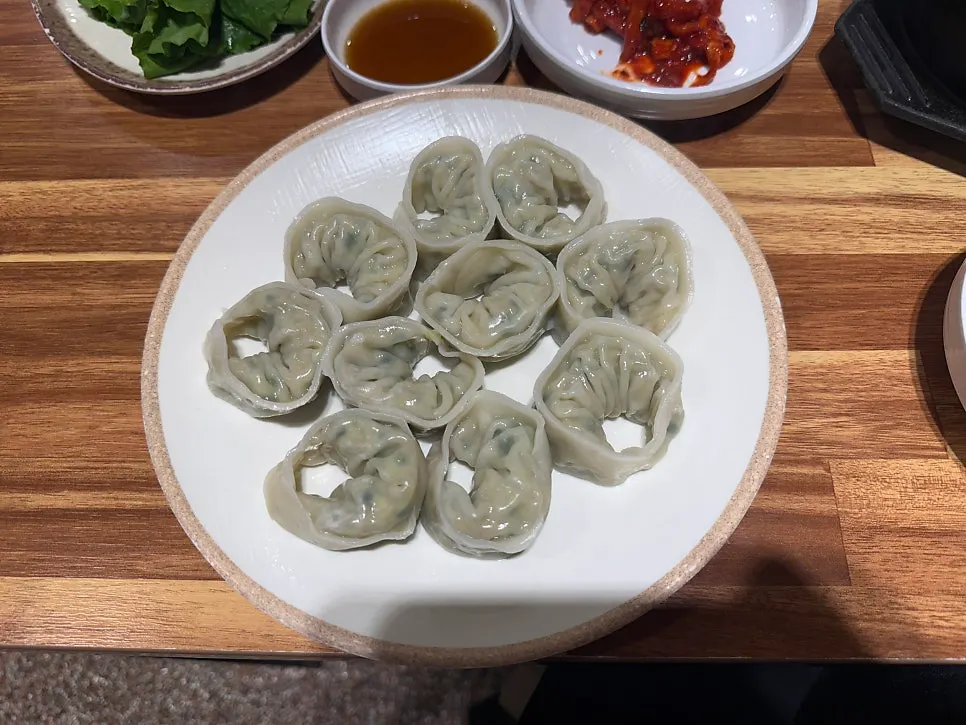 Plate of mandu ordered alongside the milmyeon