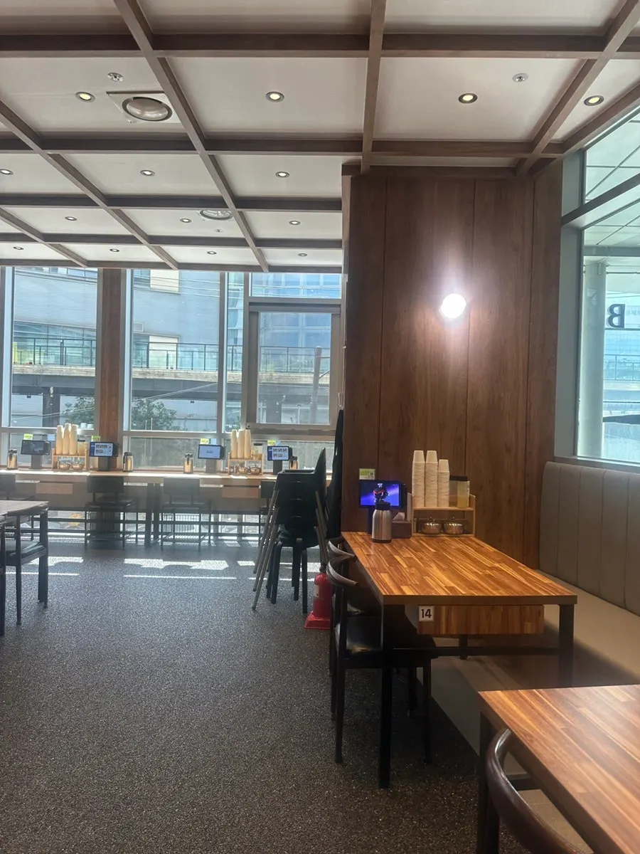 Solo dining seats set up by the window