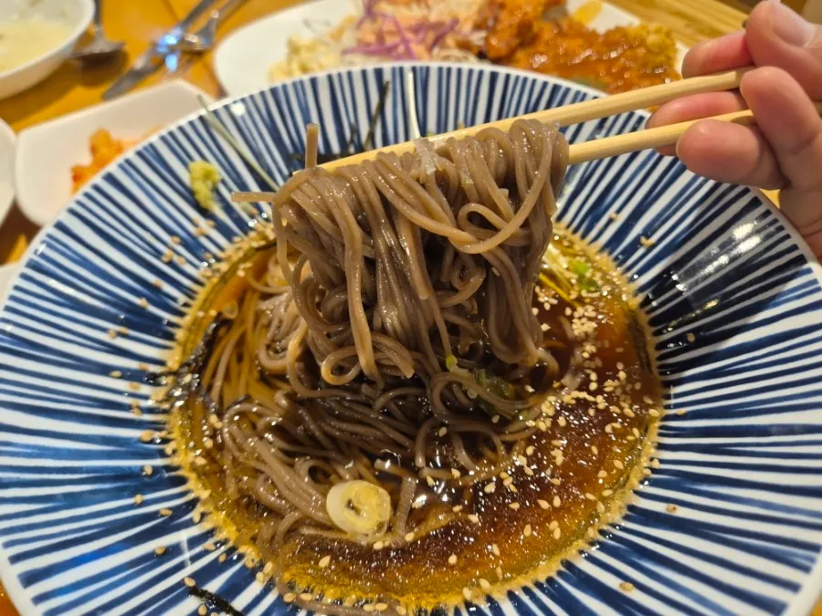 Cold soba and pork cutlet