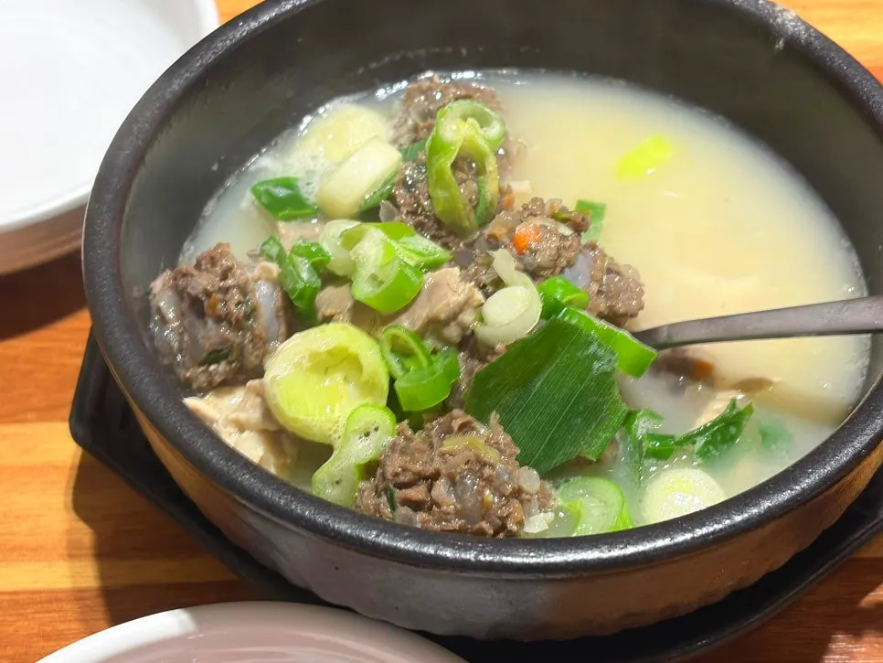 Sundae gukbap served in a stone bowl