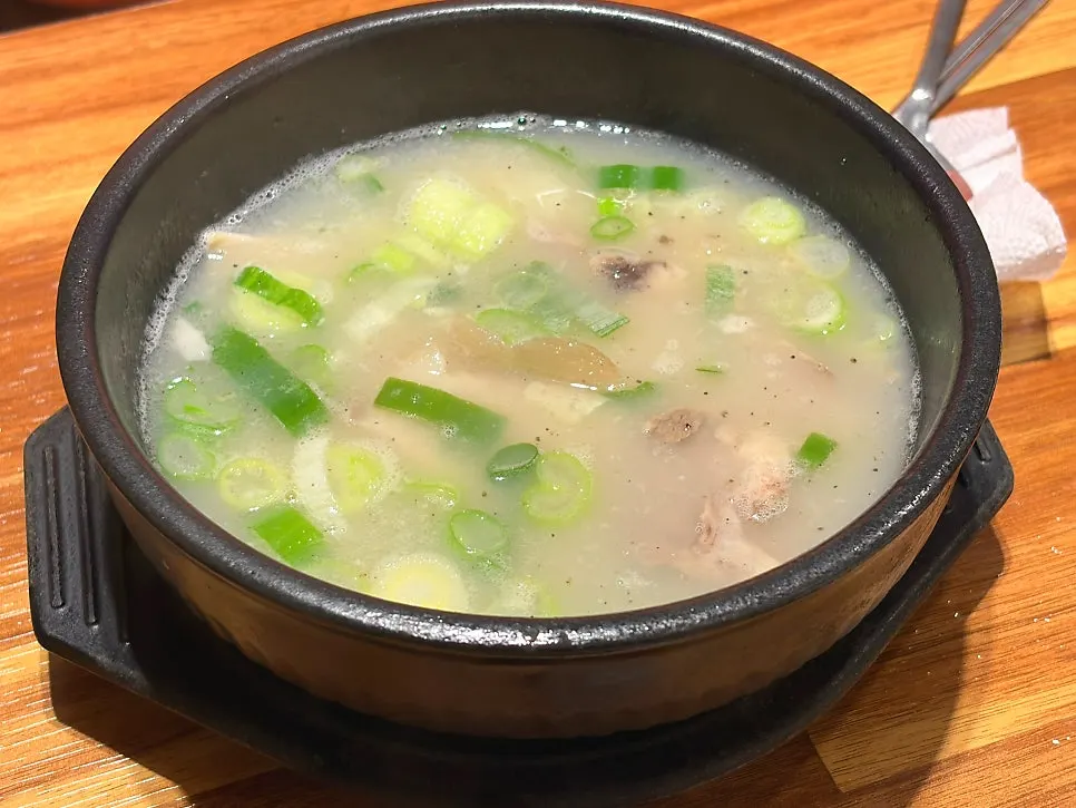Table setting served with sundae gukbap
