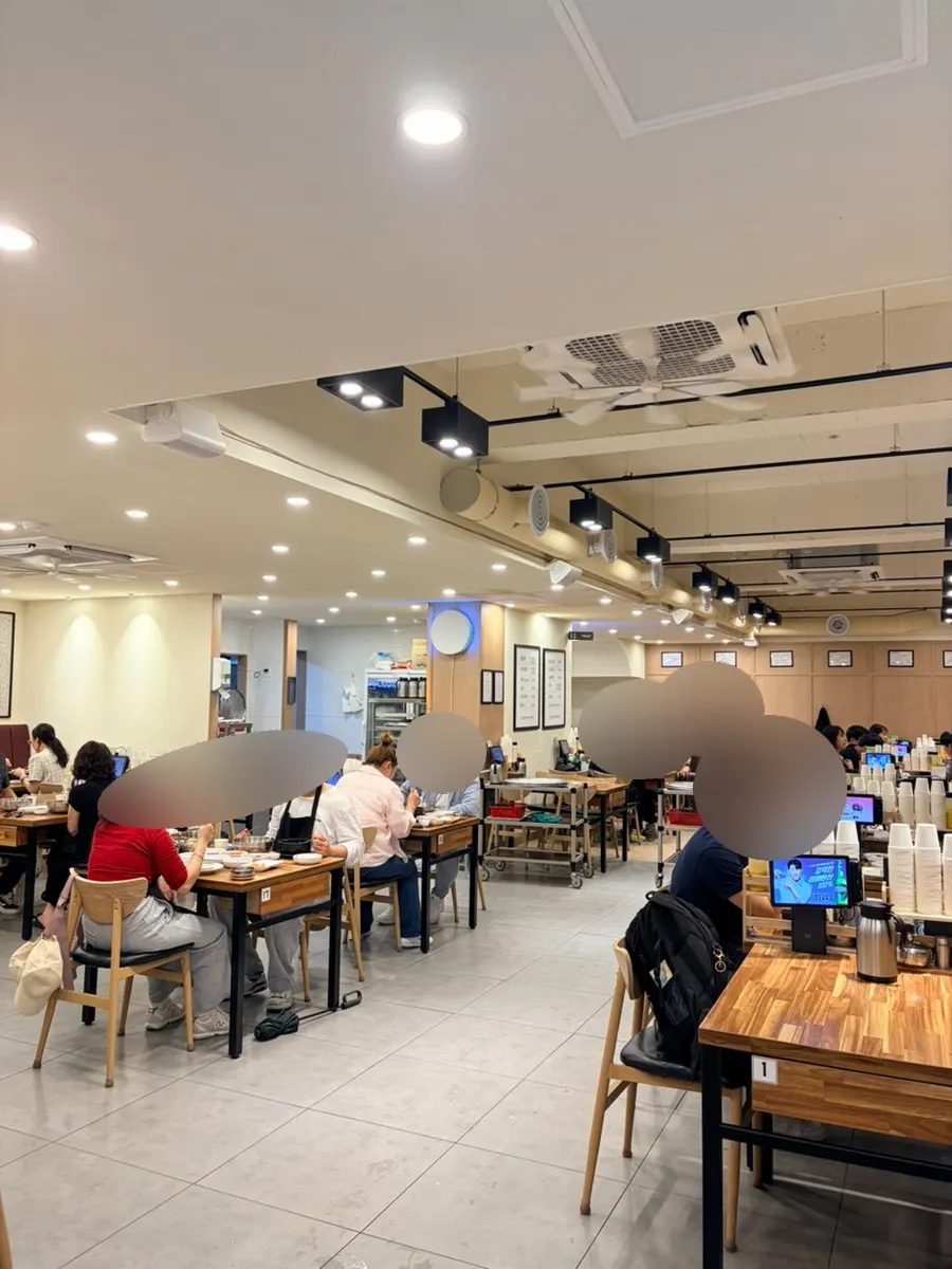 Line of customers waiting outside during lunch hour
