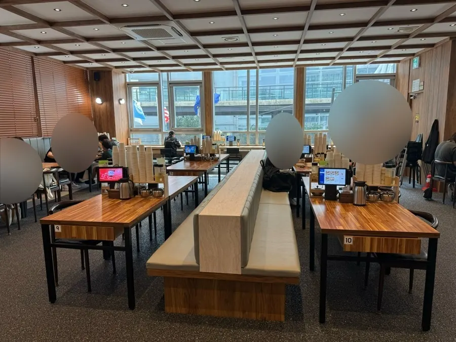 Interior view with widely spaced tables