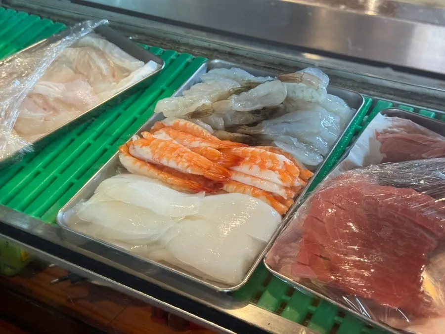 Ingredient display case at the front of the restaurant
