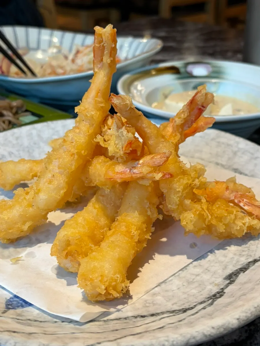 Golden-fried shrimp tempura