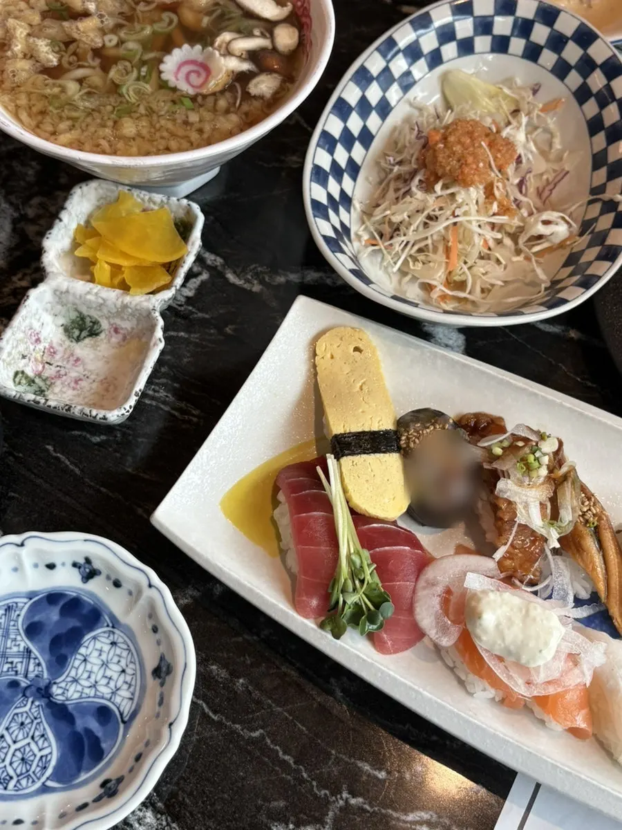 Picking up a piece of shrimp tempura