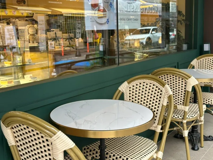 Terrace seating in front of the café