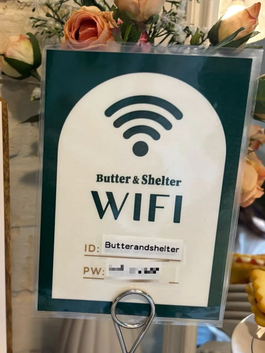 Sign with the café Wi-Fi information