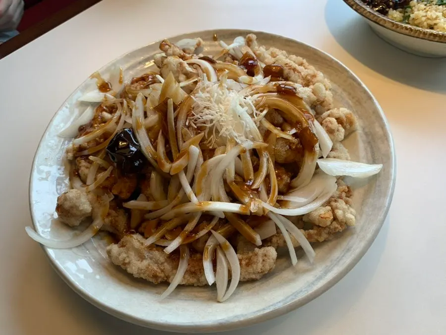 A medium-size plate of black vinegar pork sirloin tangsuyuk