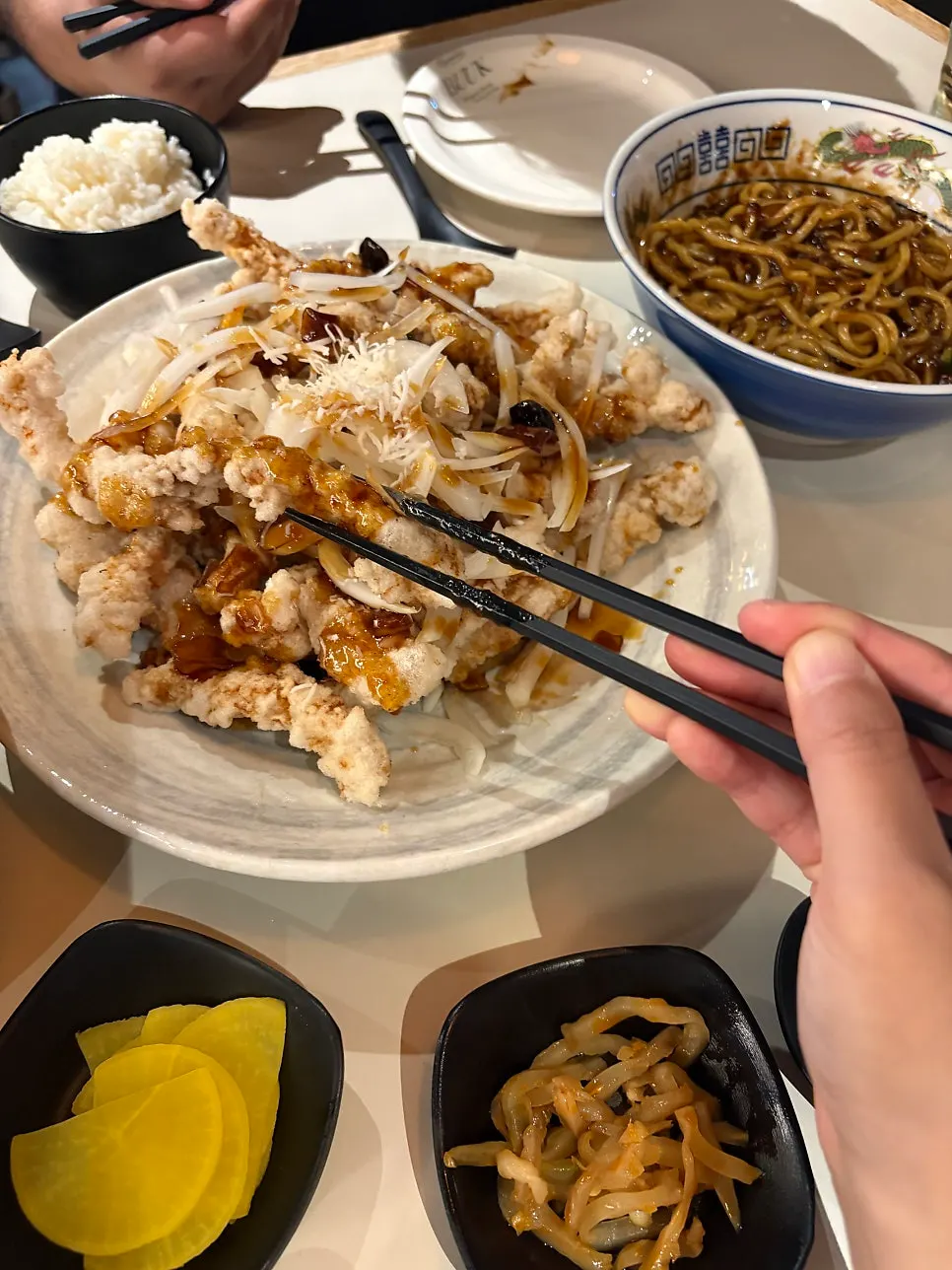 Tangsuyuk with sauce drizzled on top