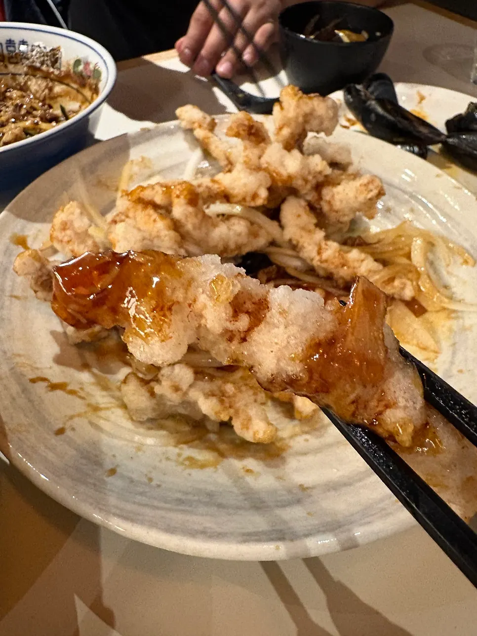 Table spread of jjajangmyeon, jjamppong, and tangsuyuk together