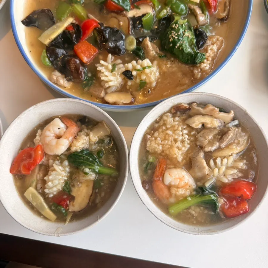 A filling bowl of seafood nurungji soup