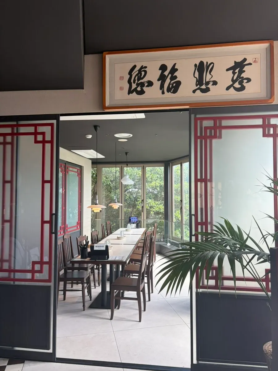 Dining hall interior with window ocean-view seats and lighting