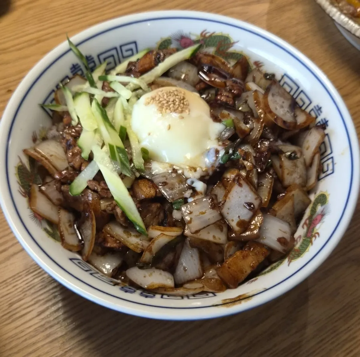 Large poached-egg ganjajang topped with an egg
