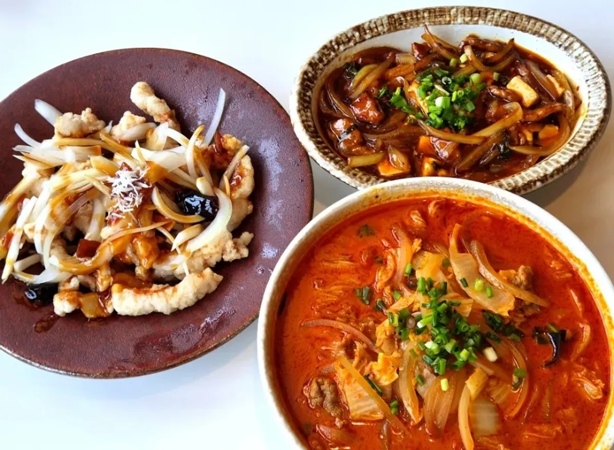 부엌간 차이니즈 마린시티점 런치세트 전체 상차림