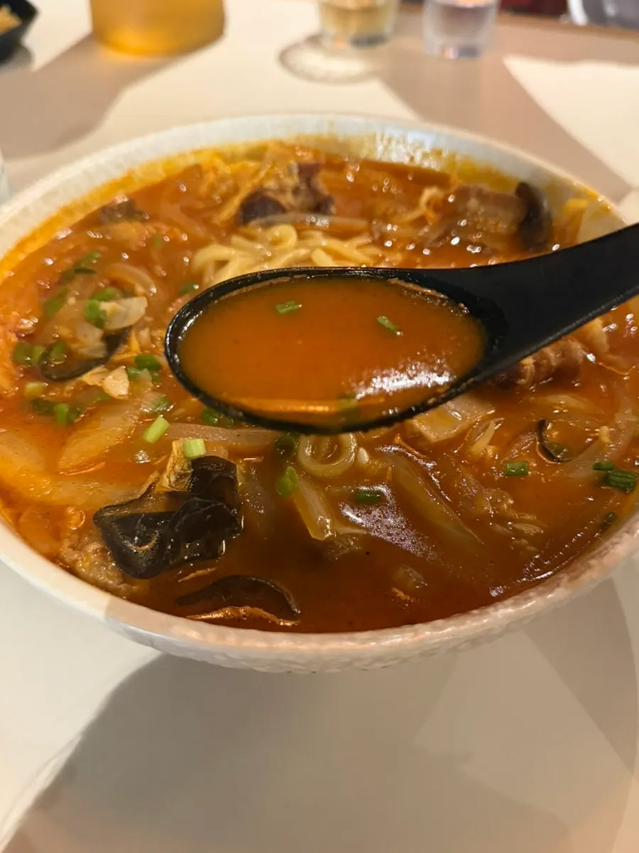 Jjamppong ingredients packed with beef belly, seafood, and vegetables