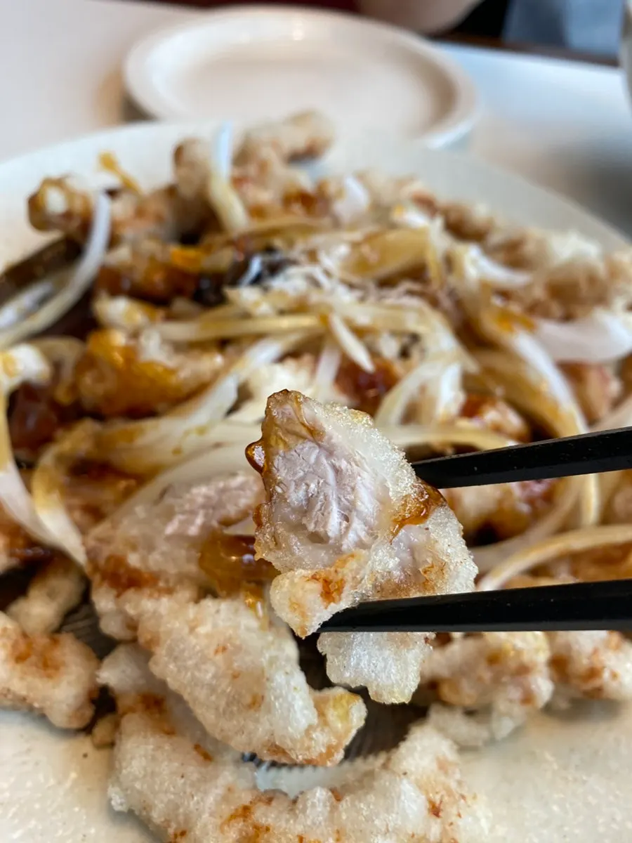 Close-up of crispy fried black vinegar tangsuyuk