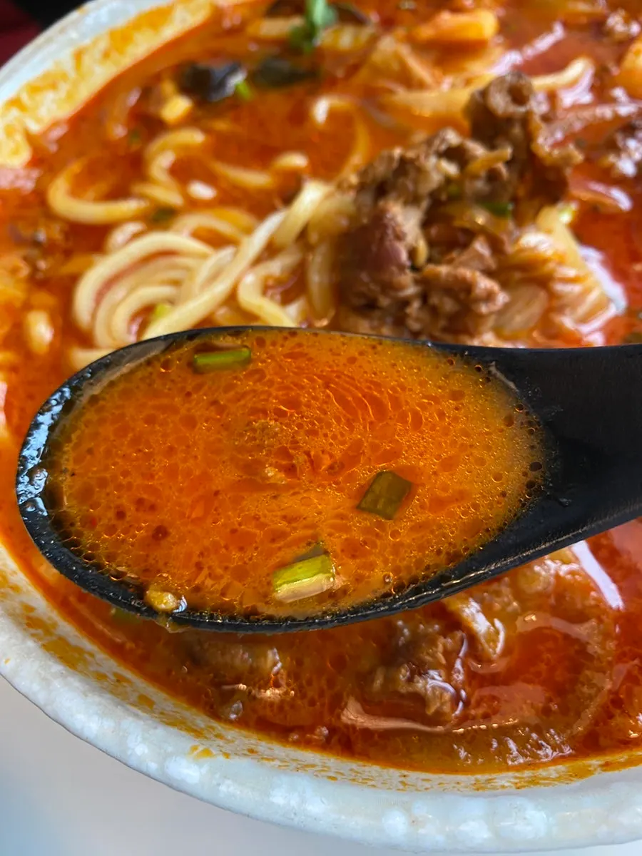 Spicy jjamppong broth with beef brisket