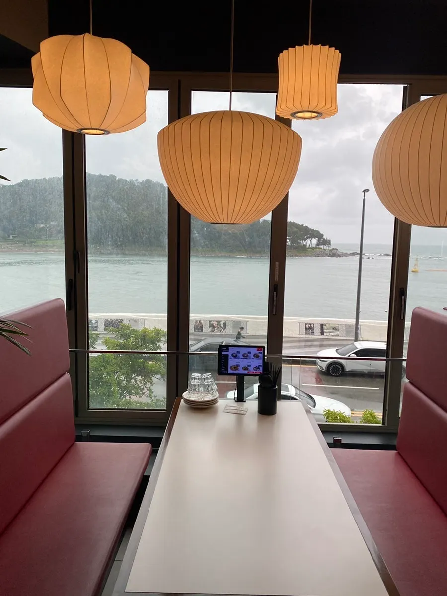 View of Marine City's high-rises through the window