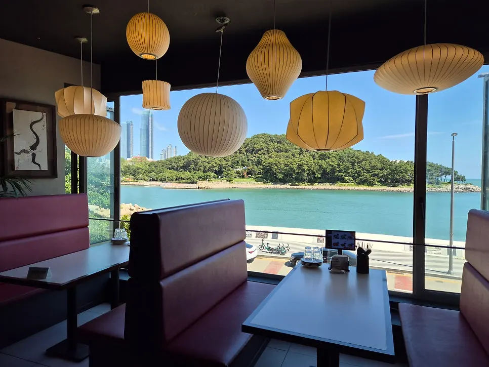 Marine City ocean view seen from the window table