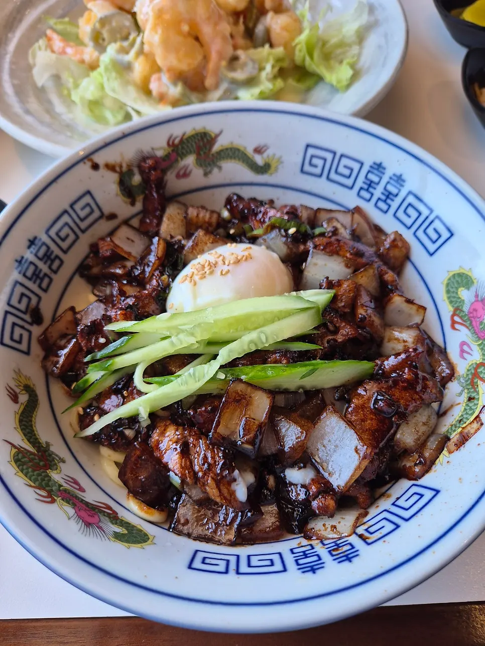 Poached-egg pork belly ganjajang