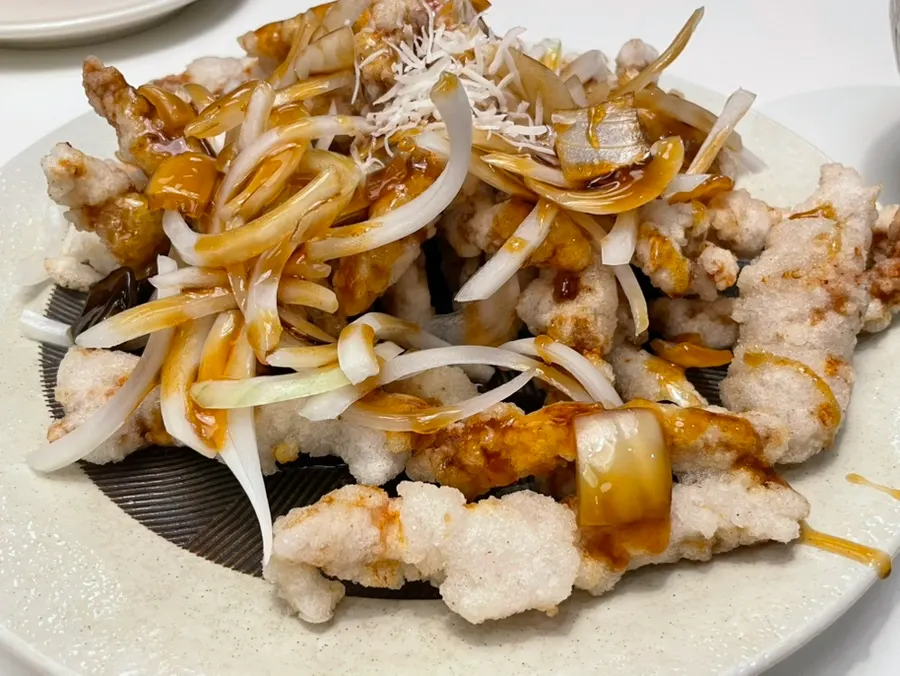 A small plate of black vinegar tangsuyuk