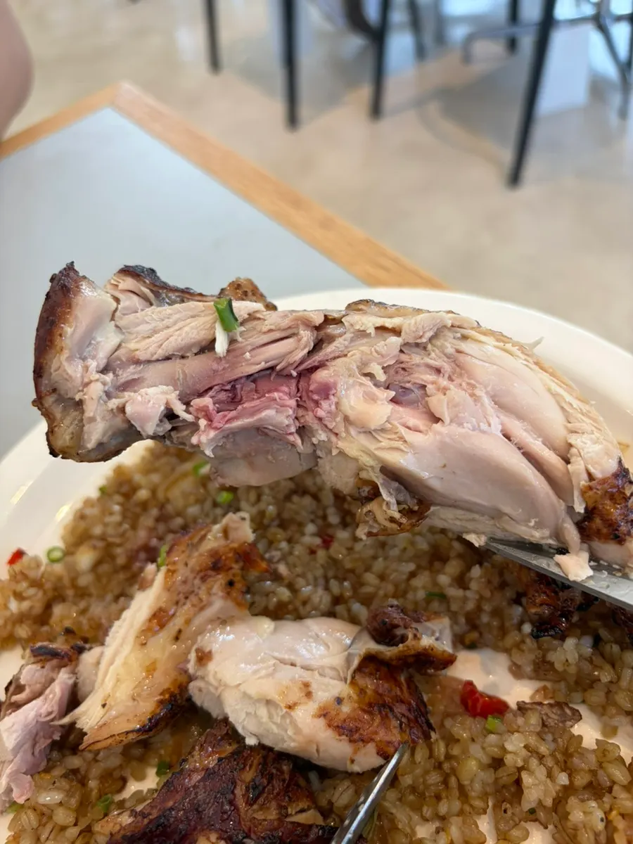 Cross-section of the slow-roasted chicken thigh
