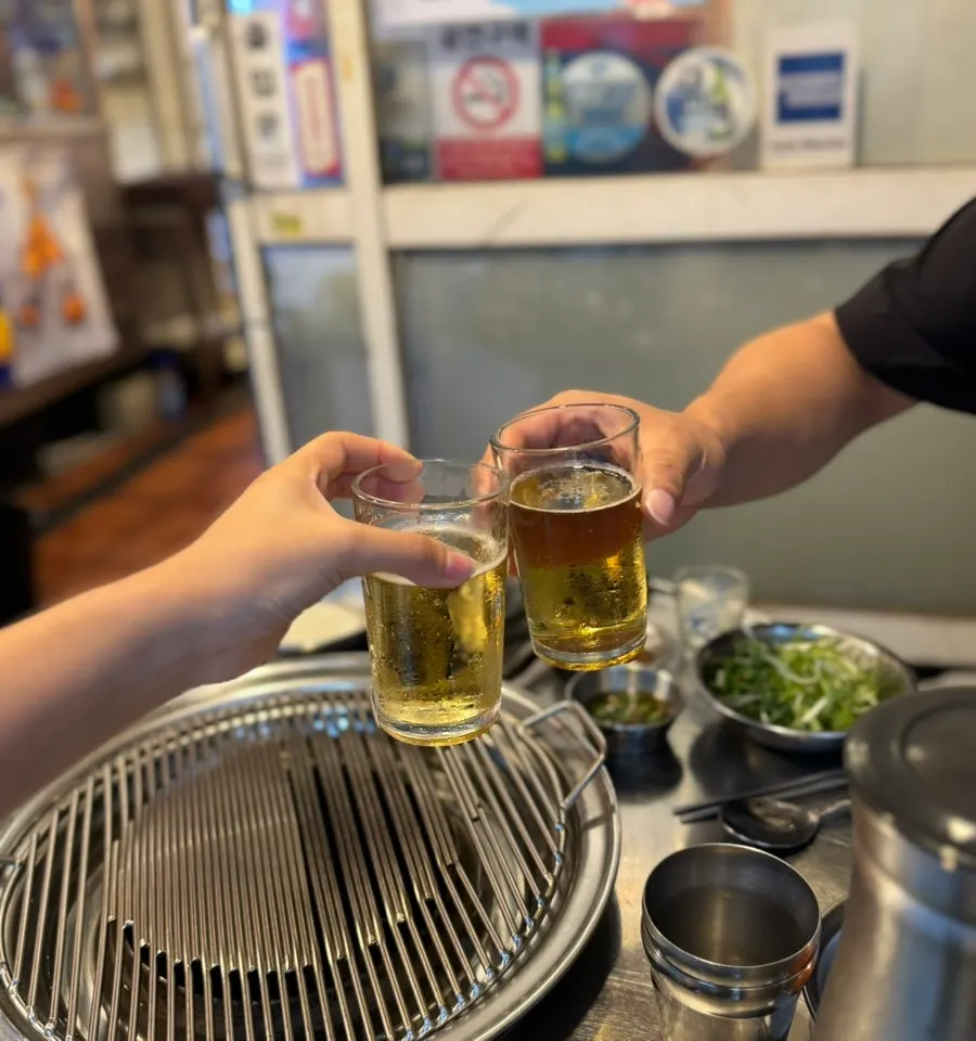 야장에서 만든 소맥 잔