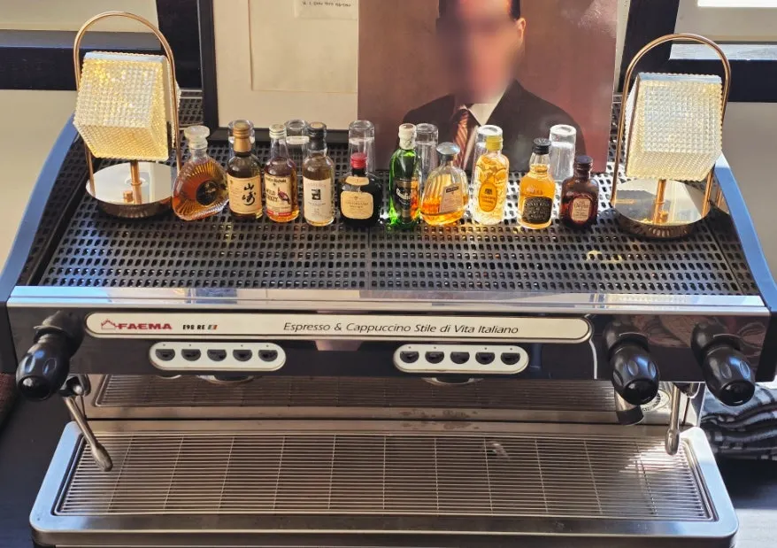 Vintage props displayed inside Baiden Coffee Bar