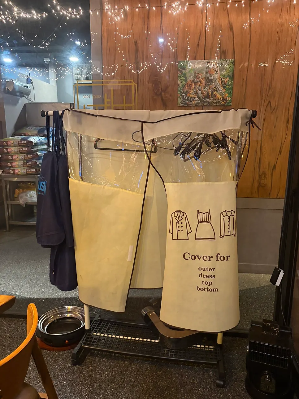 Coat rack set up inside the room