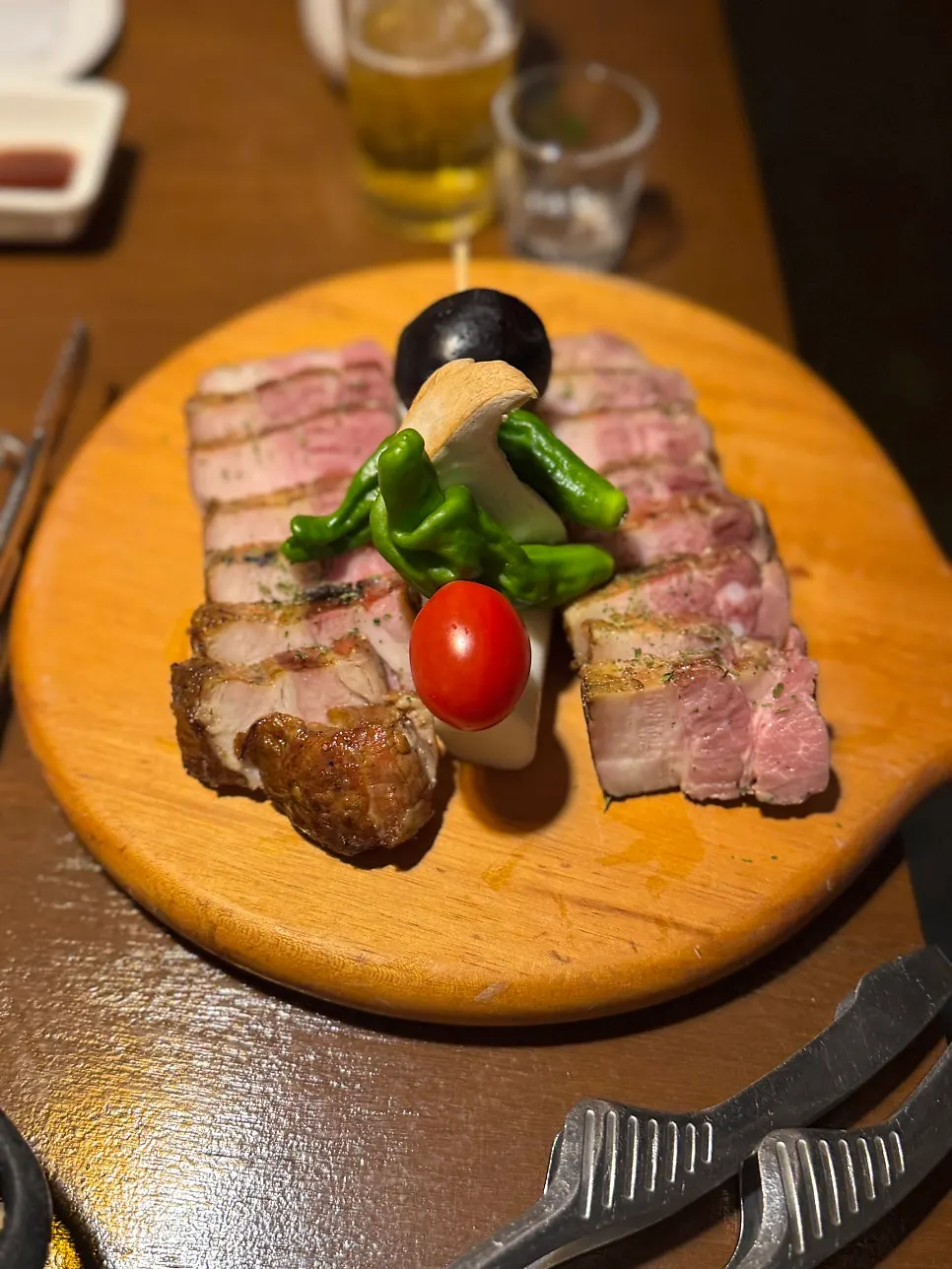 Ordered smoked pork belly for two set on the table