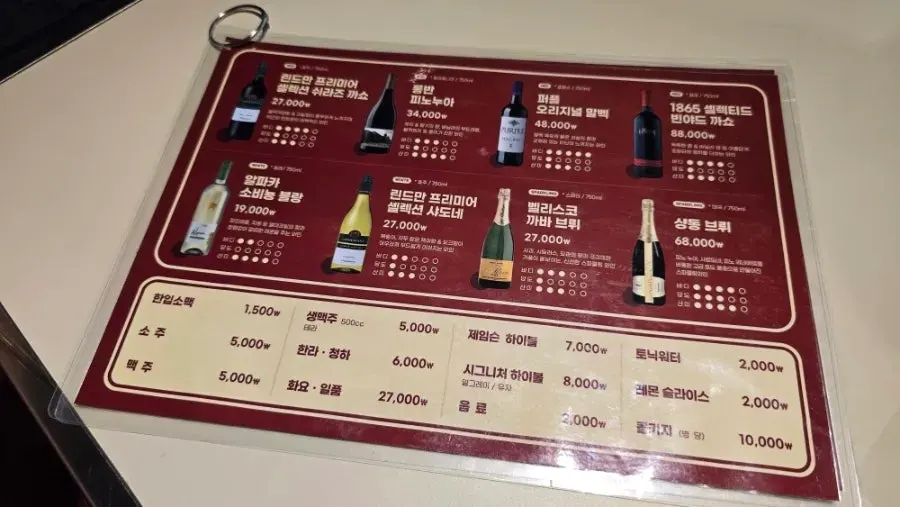 À la carte grilled item menu at Chodaechang Byeollae Branch