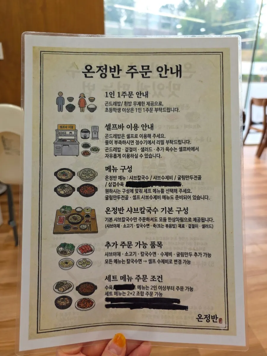 주문 방법과 식사 순서를 적은 안내판