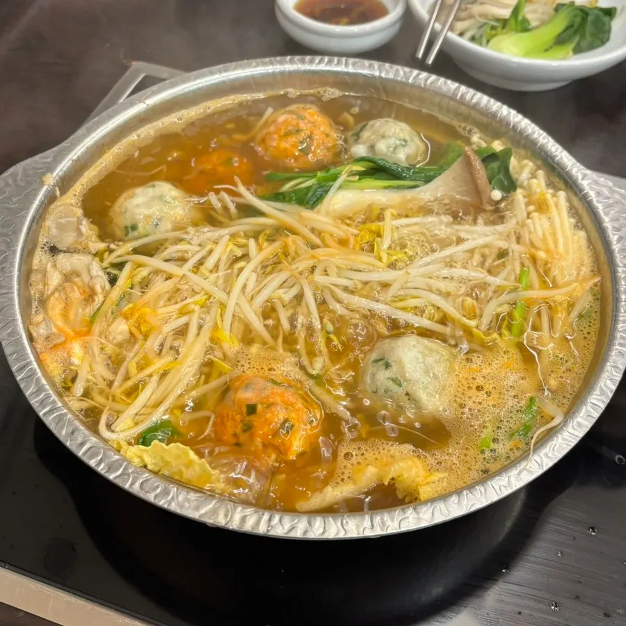 Shabu broth and rolled dumplings