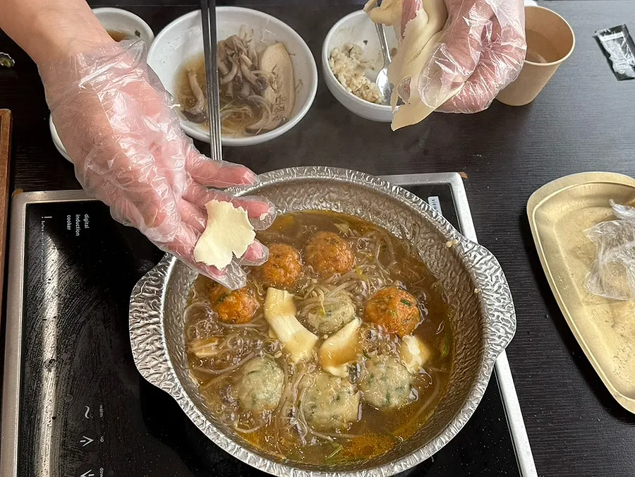 Porridge finish for shabu kalguksu