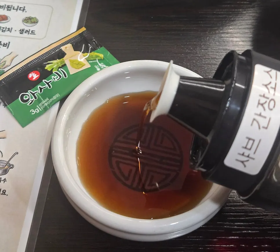 Soy sauce dip with wasabi added