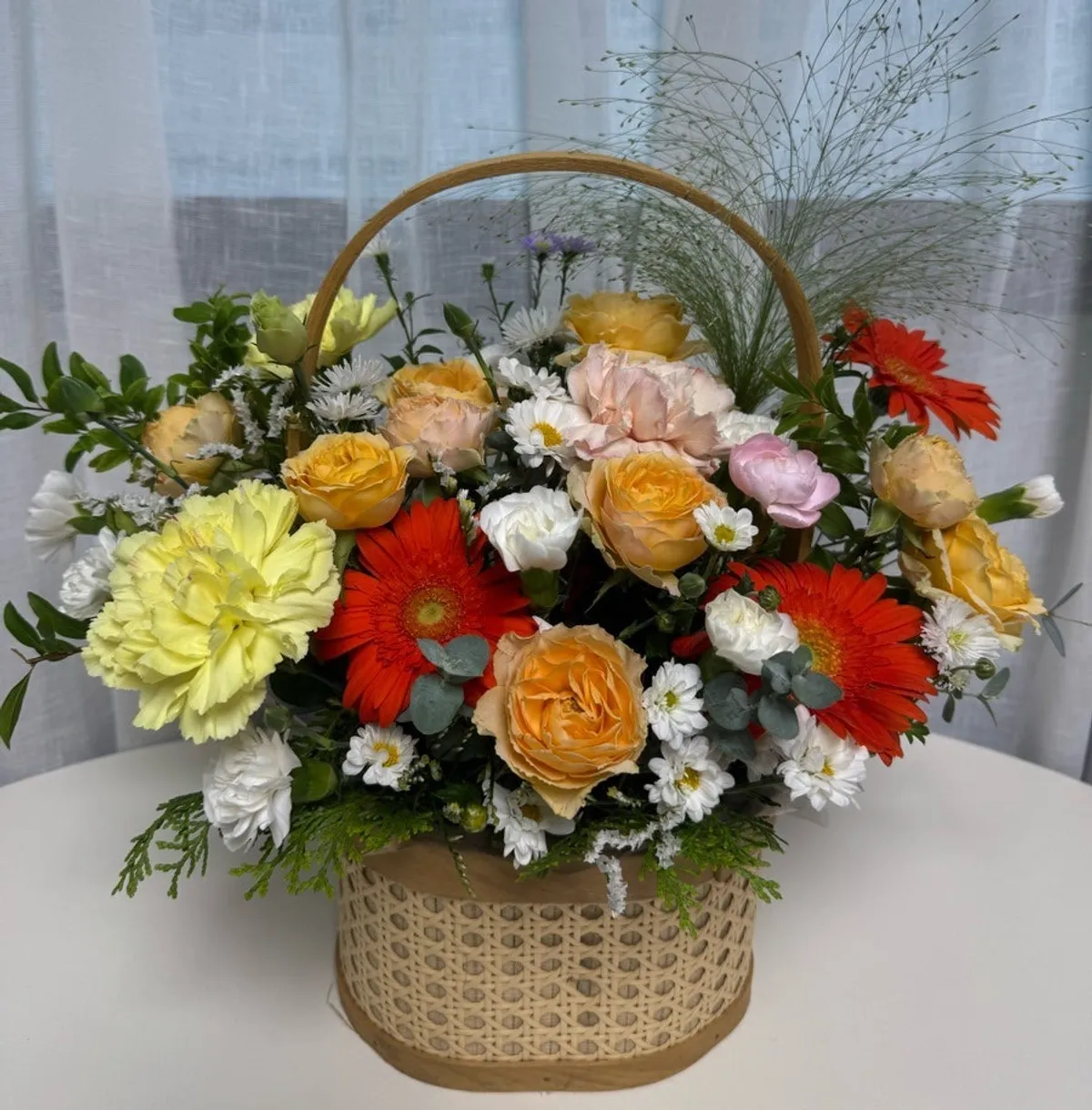 Main shot of the yellow Chuseok gift flower basket