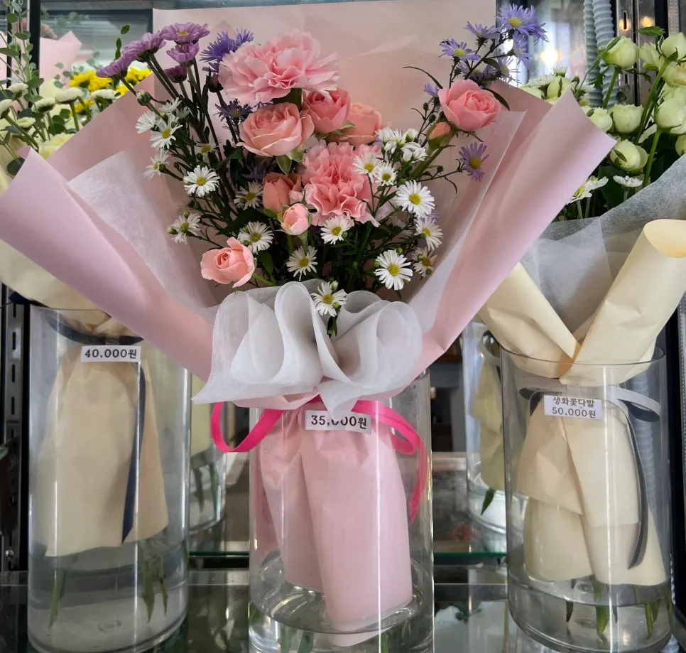 Flowers prepared in a variety of colors